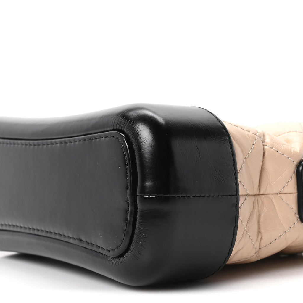 Aged Calfskin Quilted Small Gabrielle Hobo Beige Black