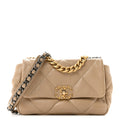 Lambskin Quilted Medium Chanel 19 Flap Dark Beige