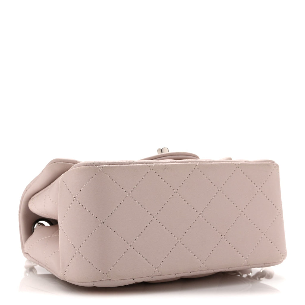 Lambskin Quilted Mini Square Flap Light Pink