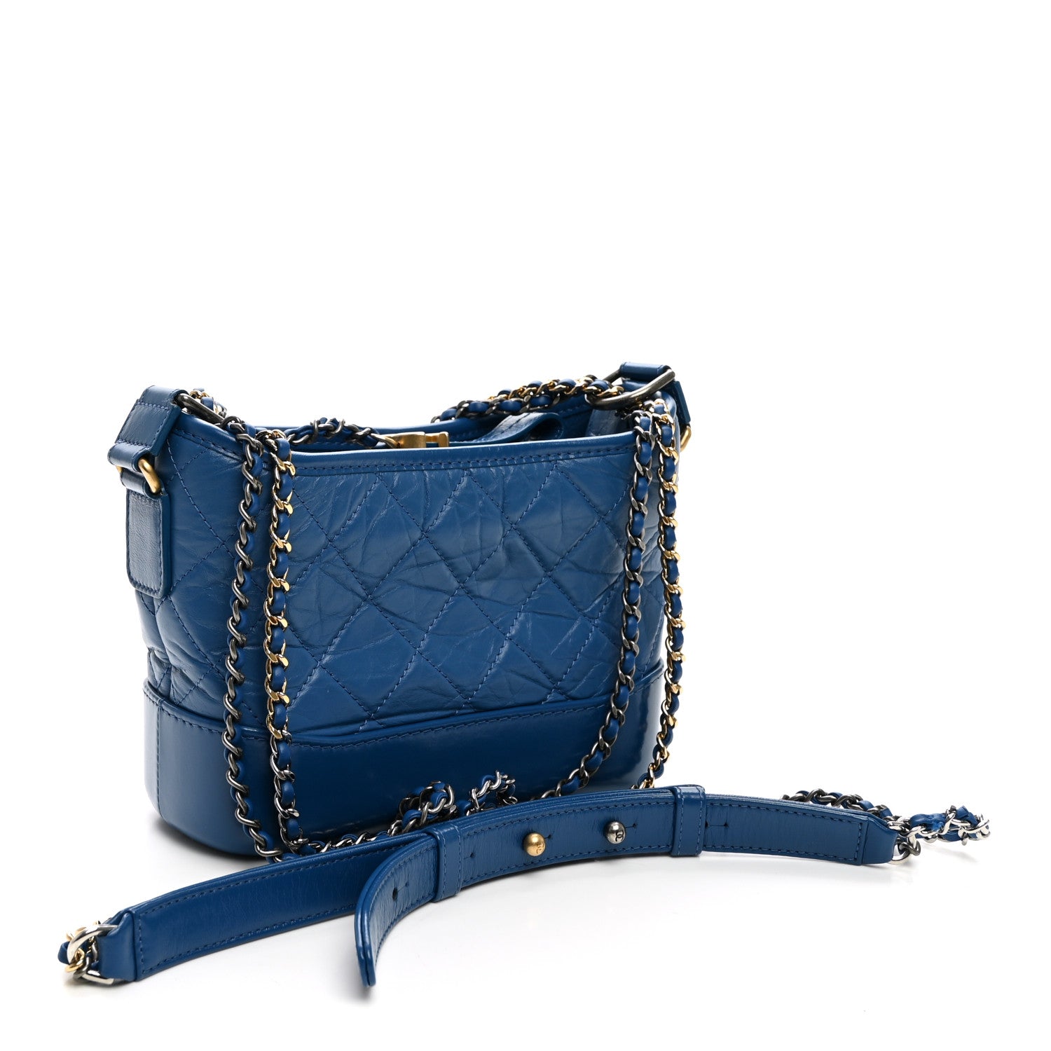Aged Calfskin Quilted Small Gabrielle Hobo Blue