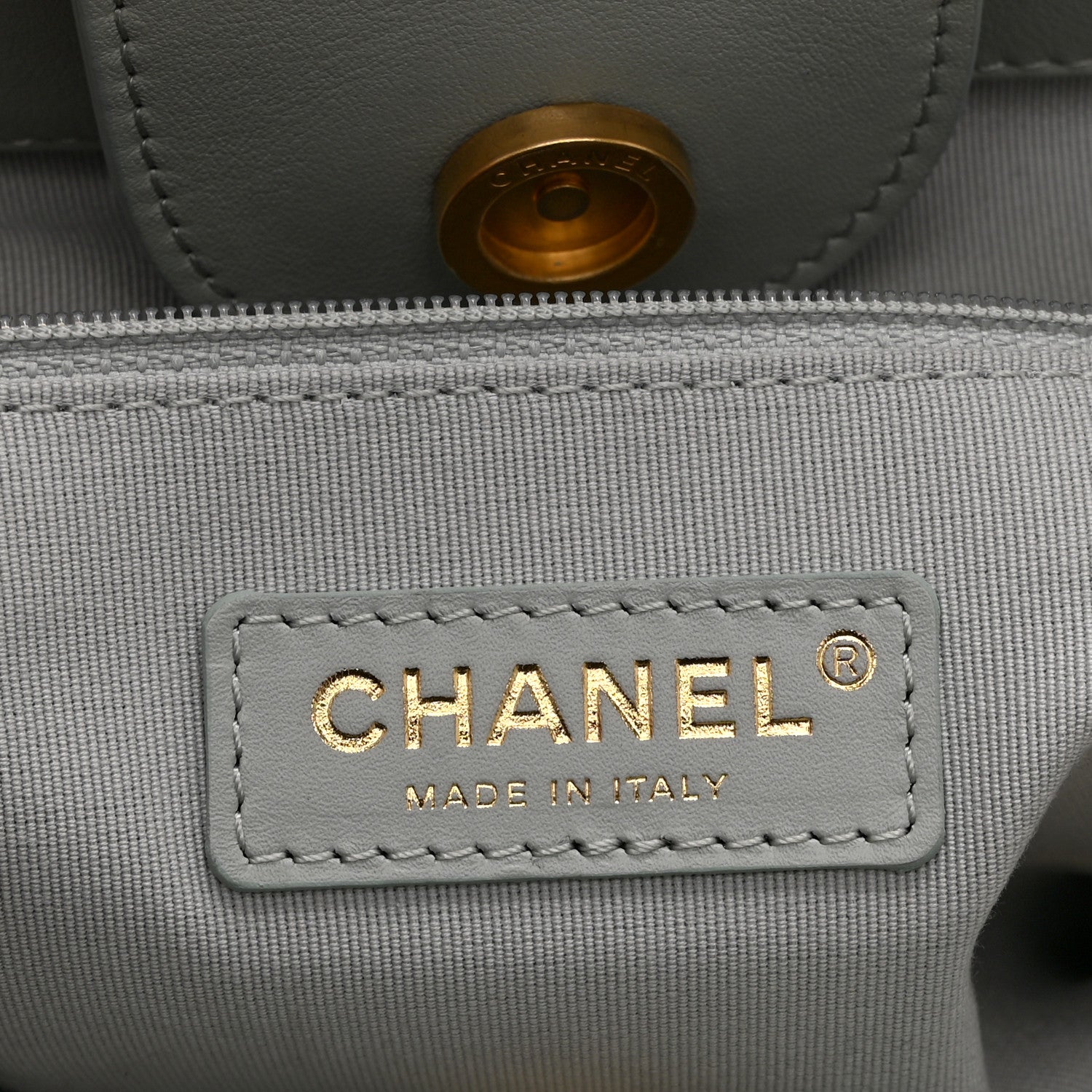 Calfskin Small Deauville Tote Light Grey