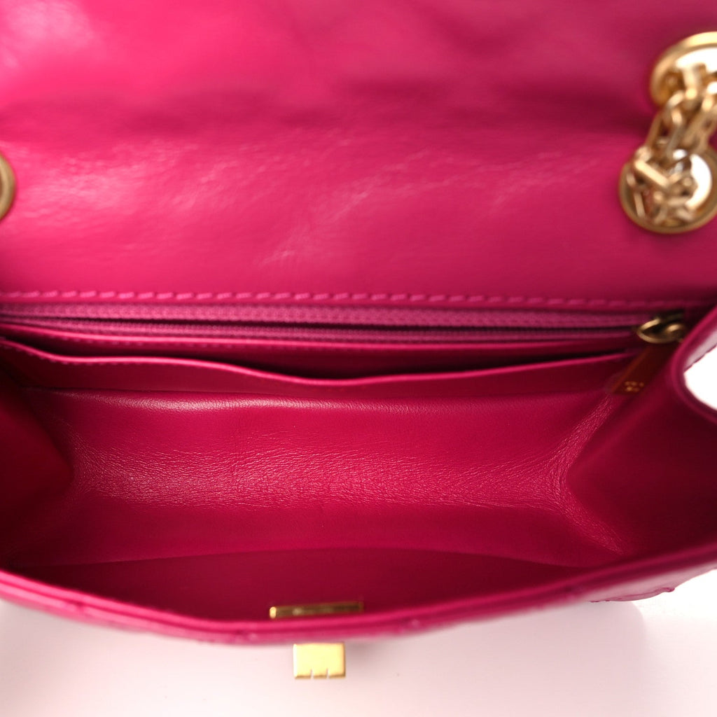 Aged Calfskin Quilted 2.55 Reissue Mini Flap Fuchsia
