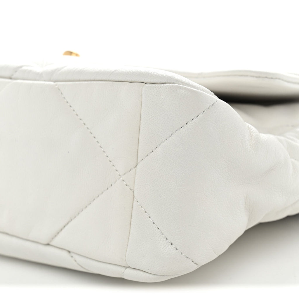 Lambskin Quilted Large Chanel 19 Flap White