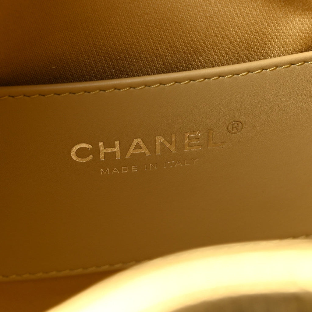 Metallic Aged Calfskin Quilted Small Chanel 25 Handbag Gold