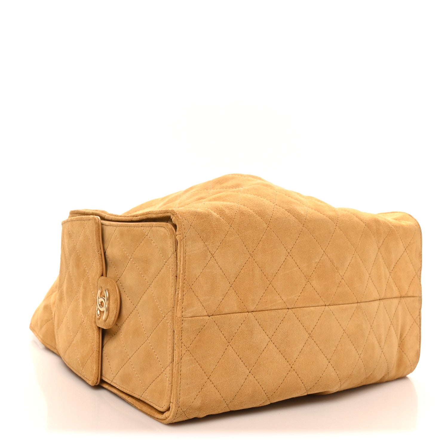 Suede Quilted Medium Chanel 25 Handbag Beige