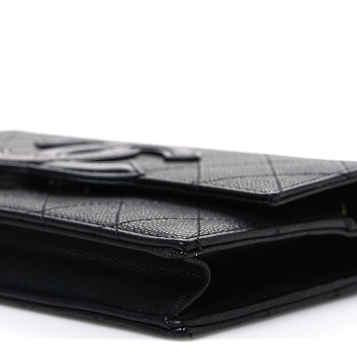 Shiny Caviar Lambskin Quilted CC Neo Filigree Wallet on Chain WOC Black