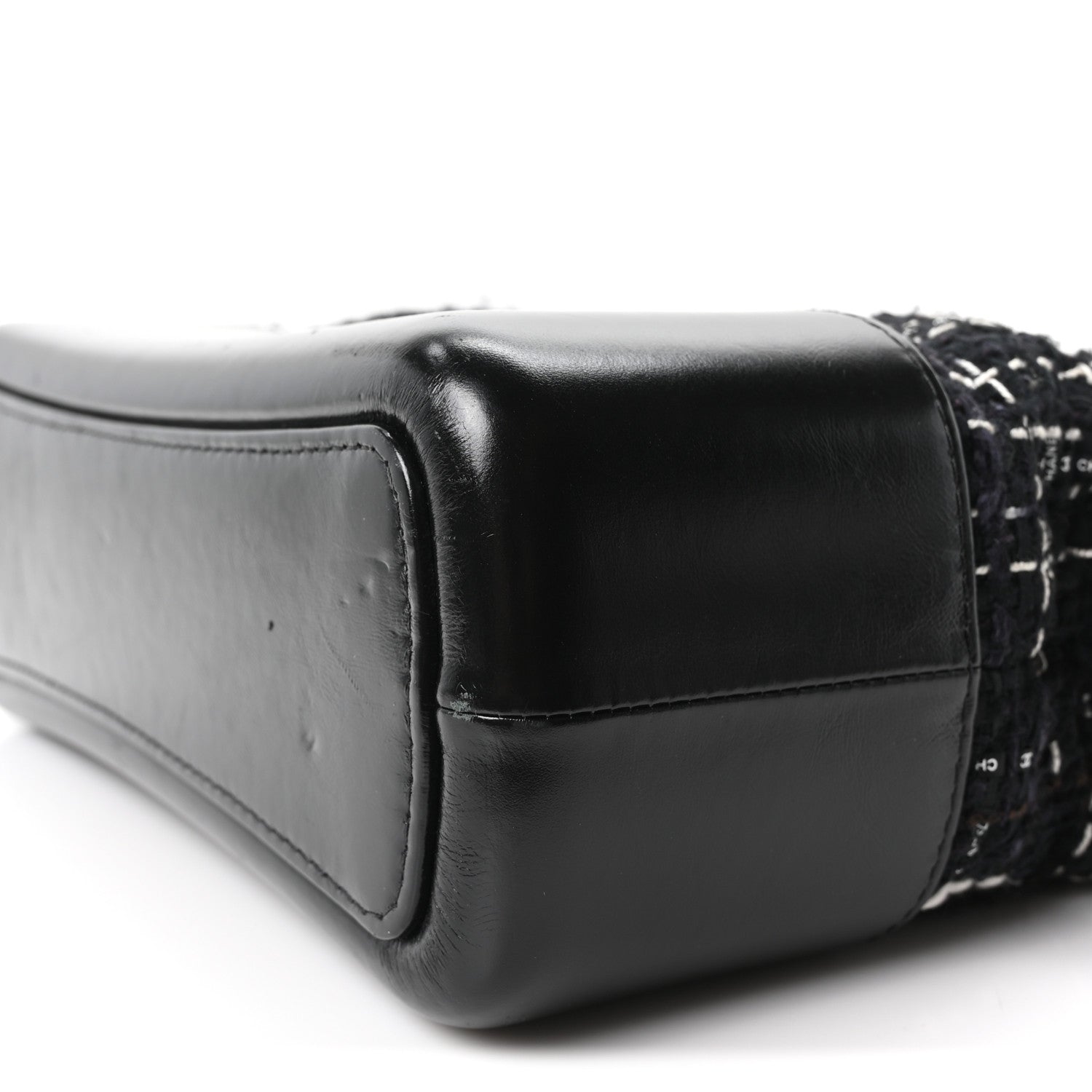 Tweed Calfskin Quilted Medium Gabrielle Hobo Black White