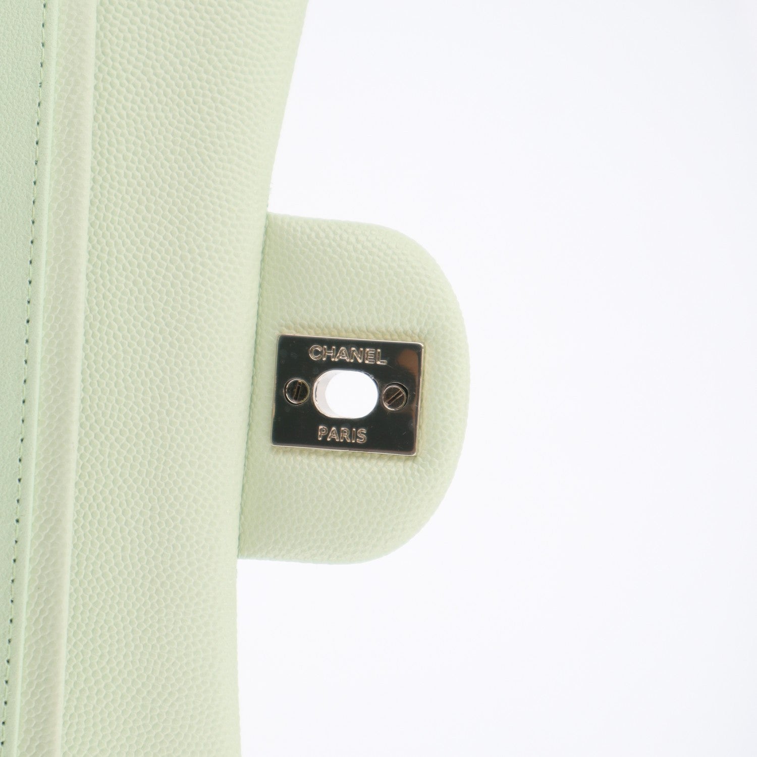 Caviar Quilted Small Double Flap Light Green