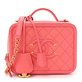 Caviar Quilted Medium CC Filigree Vanity Case Coral
