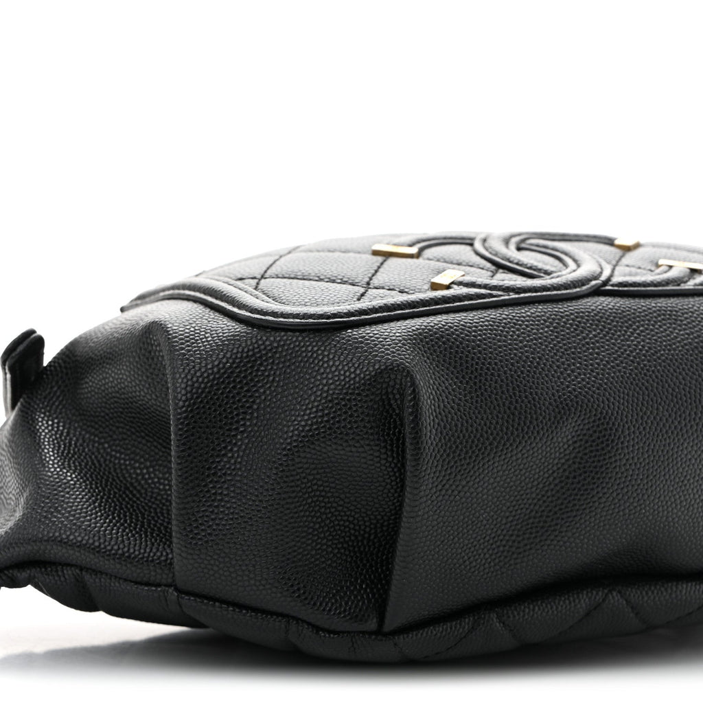 Caviar Quilted Filigree Waist Bag Black
