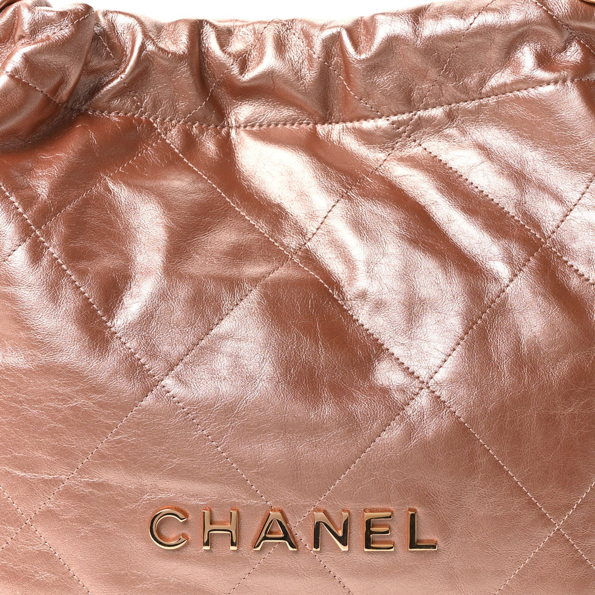 Metallic Calfskin Quilted Chanel 22 Copper