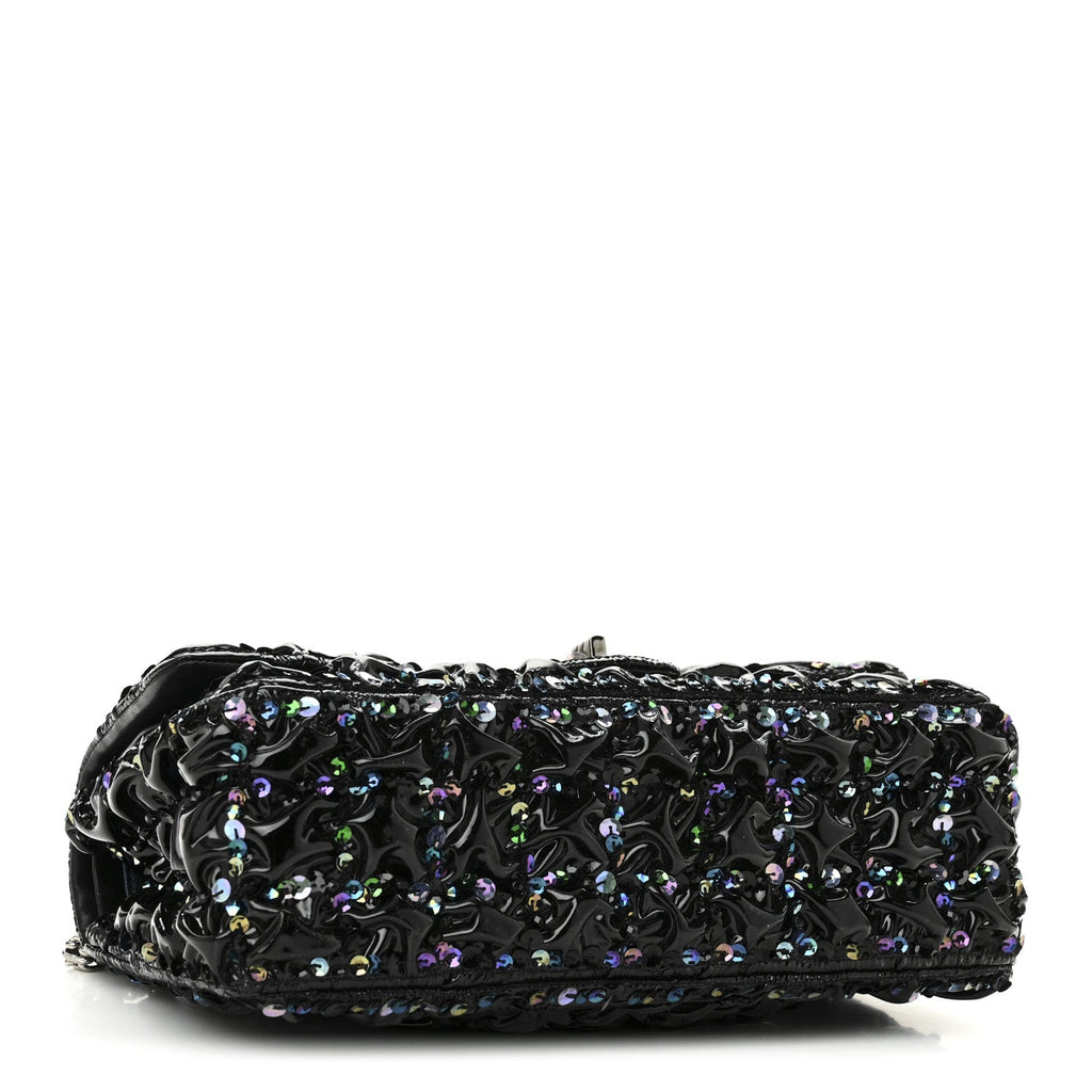 Patent Sequin Crystal Ruched 2.55 Reissue 225 Flap Black