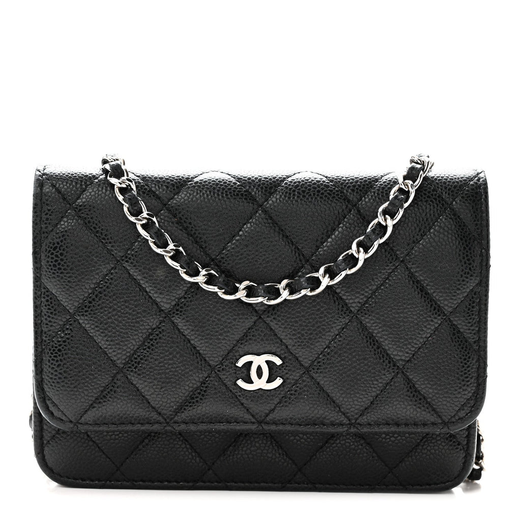 Caviar Quilted Mini Wallet On Chain WOC Black