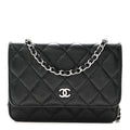 Caviar Quilted Mini Wallet On Chain WOC Black