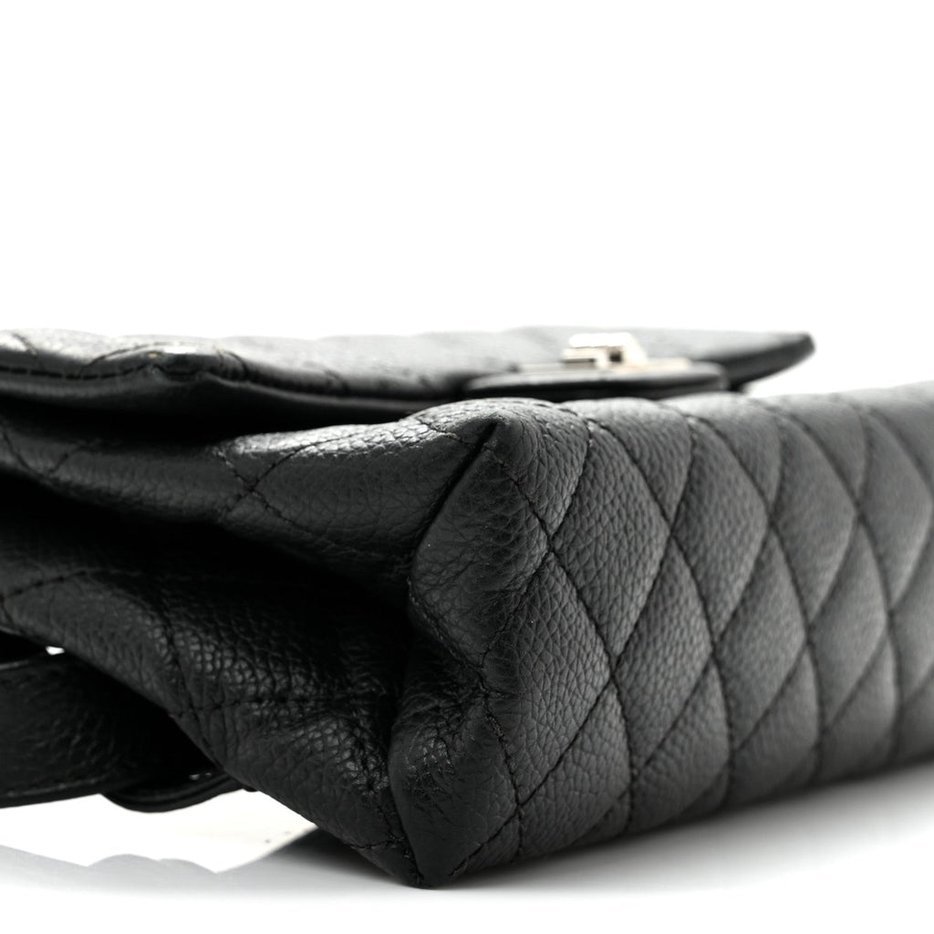 Grained Calfskin Quilted 2.55 Reissue Flap Belt Bag Clutch Black