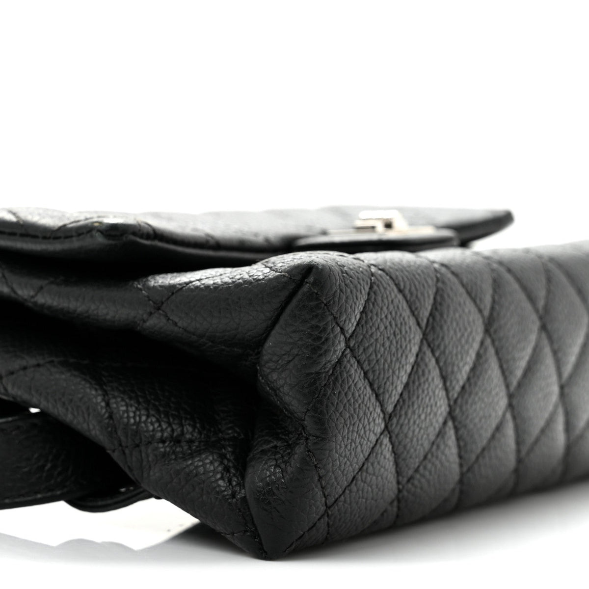 Grained Calfskin Quilted 2.55 Reissue Flap Belt Bag Clutch Black