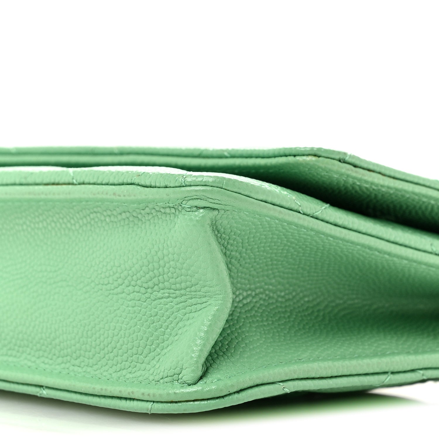 Caviar Quilted Wallet On Chain WOC Green