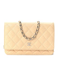 Caviar Quilted Wallet on Chain WOC Beige Clair