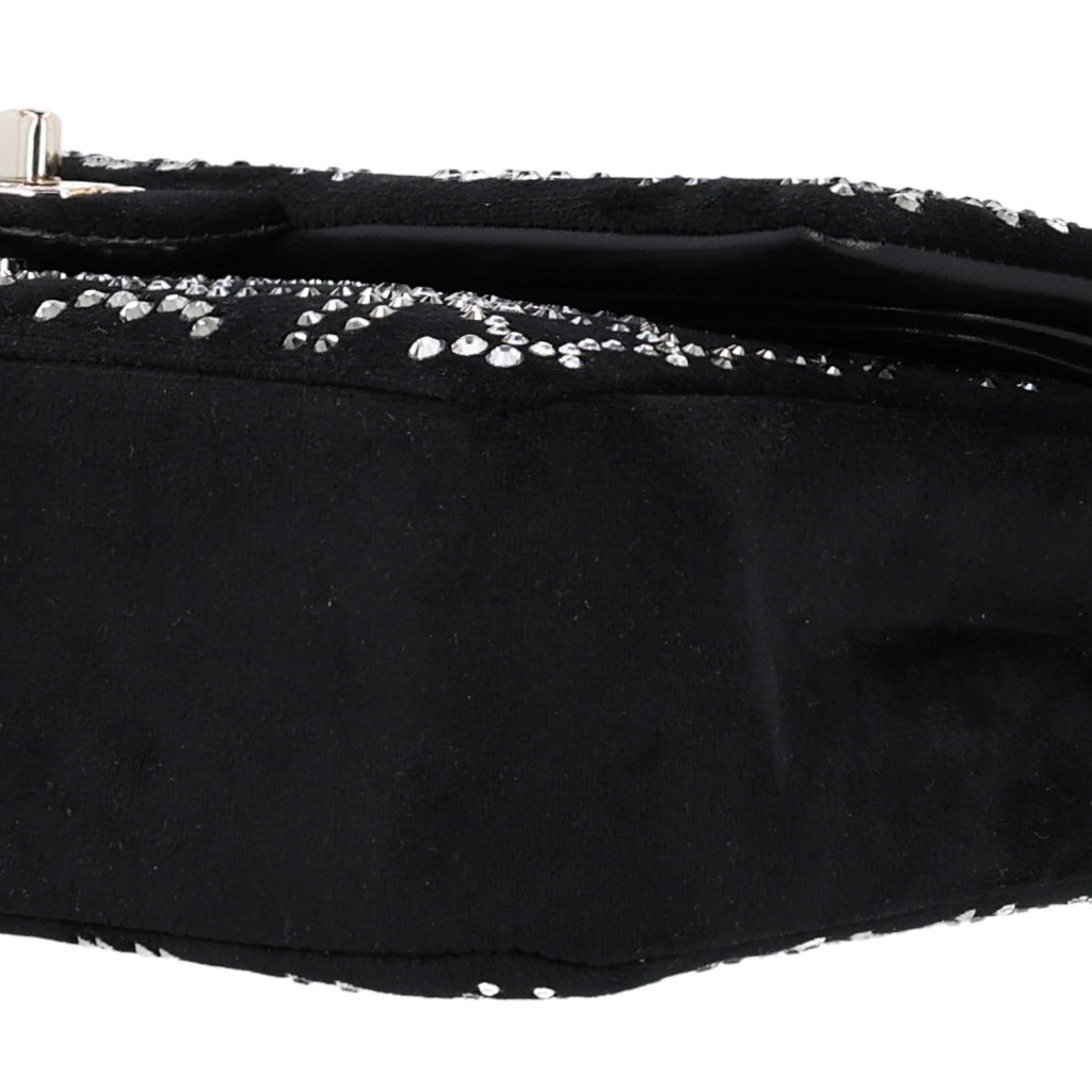Velvet Crystal Medium Double Flap Black