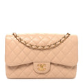 Caviar Quilted Jumbo Double Flap Beige