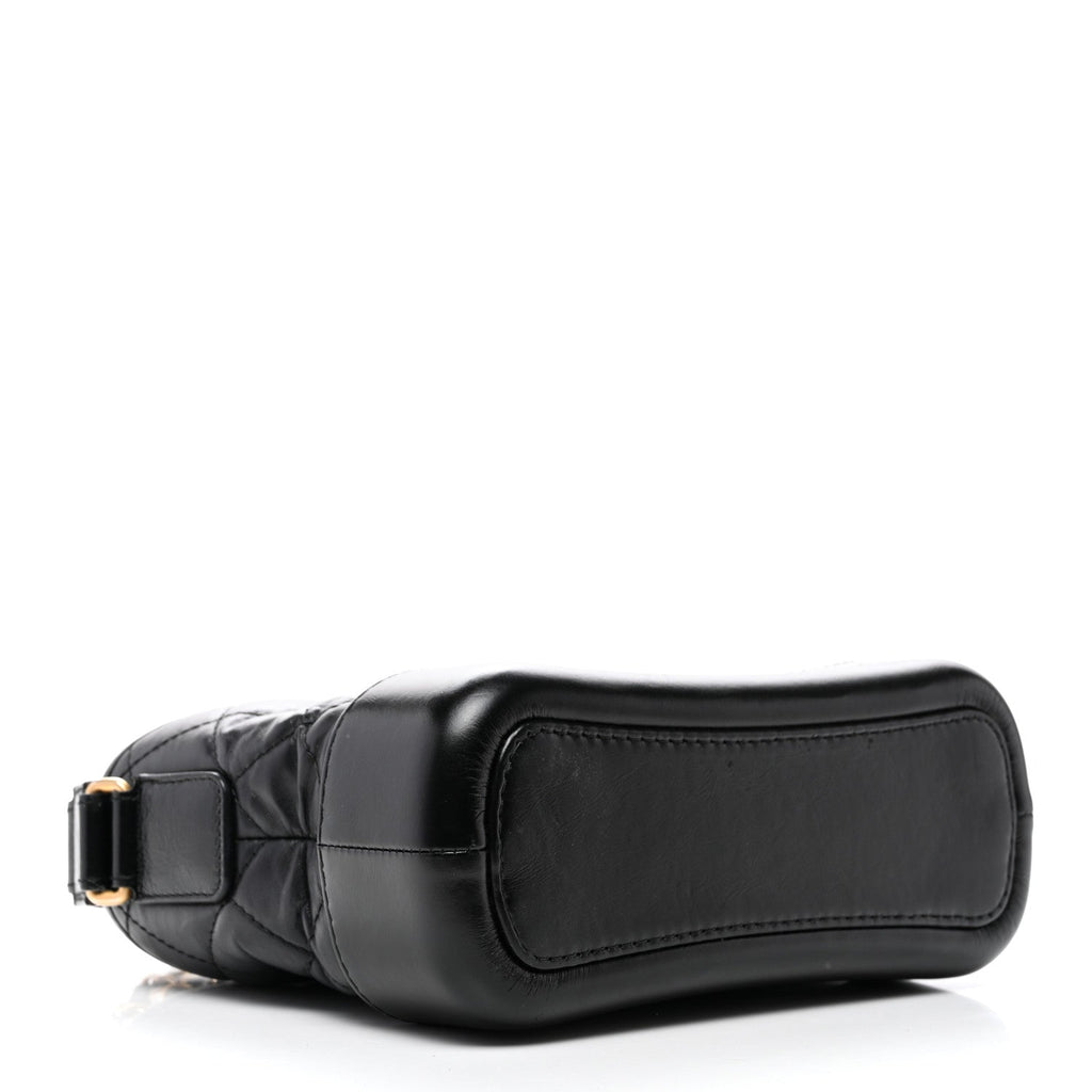 Aged Calfskin Quilted Small Gabrielle Hobo Black