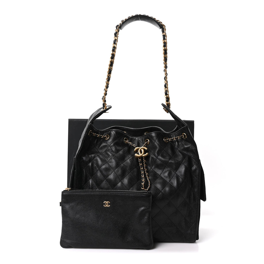 Caviar Quilted Medium Chanel 25 Handbag Black