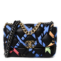 Lambskin Printed Fabric Medium Chanel 19 Flap Black Multicolor