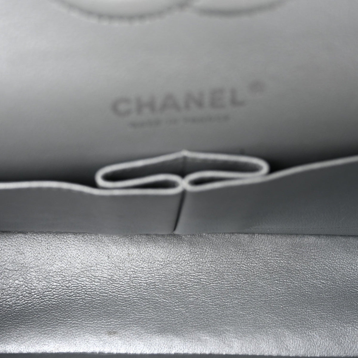 Metallic Lambskin Quilted Medium Double Flap Silver