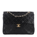 Lambskin Quilted Medium Double Flap Black