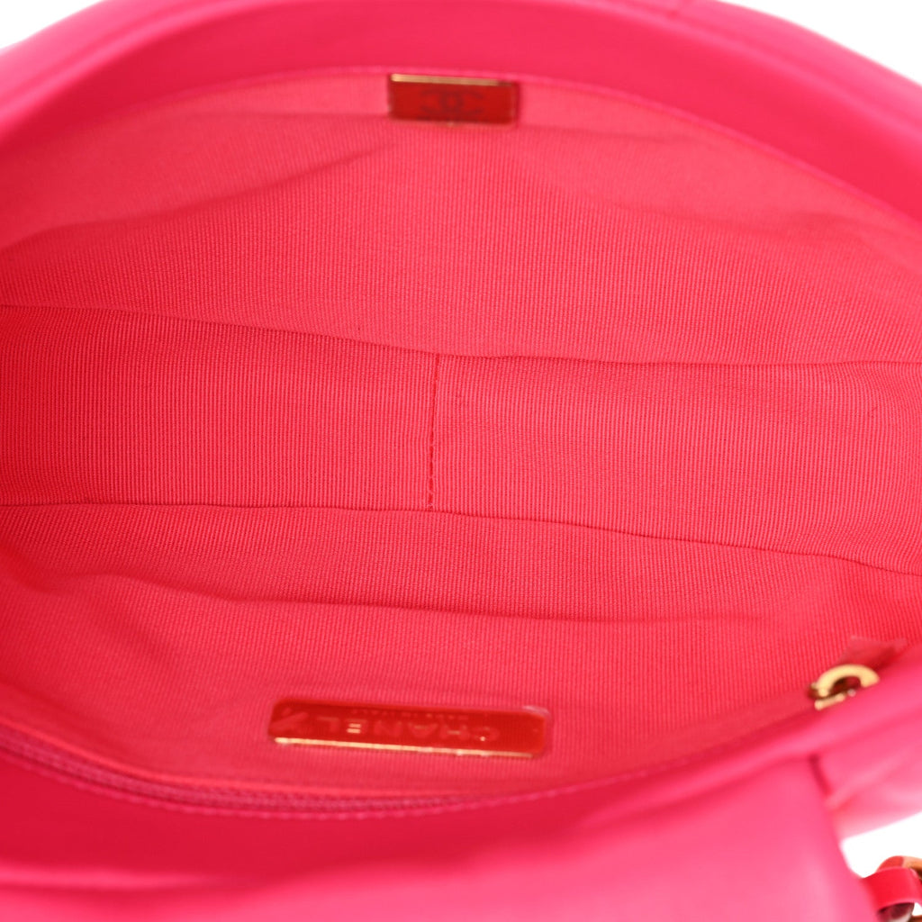 Lambskin Quilted Chanel 19 Hobo Fuchsia