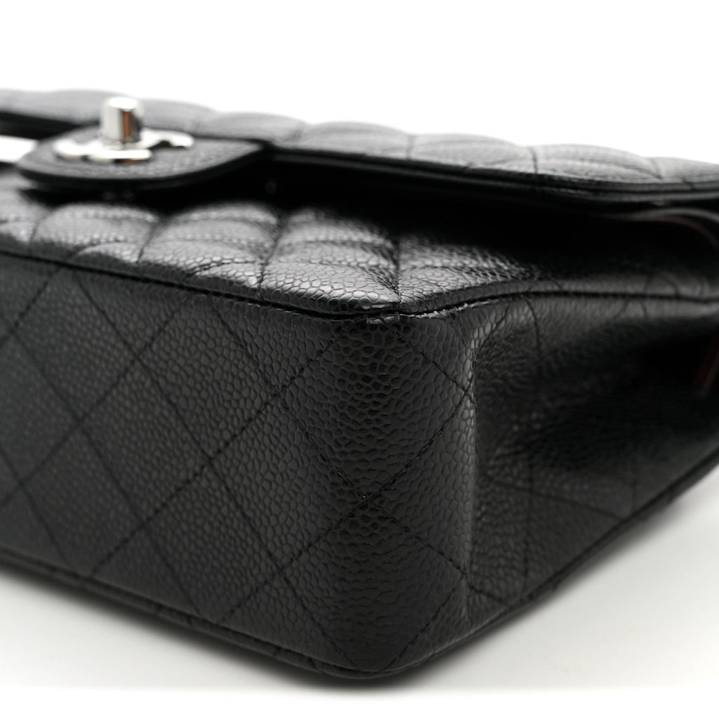 Caviar Quilted Small Double Flap Black