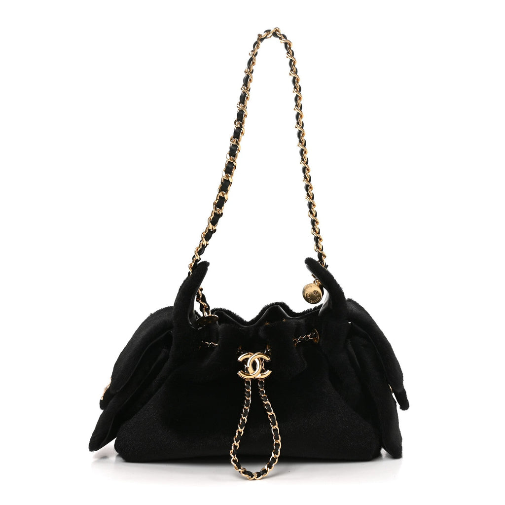 Pony Hair Mini Chanel 25 Handbag Black