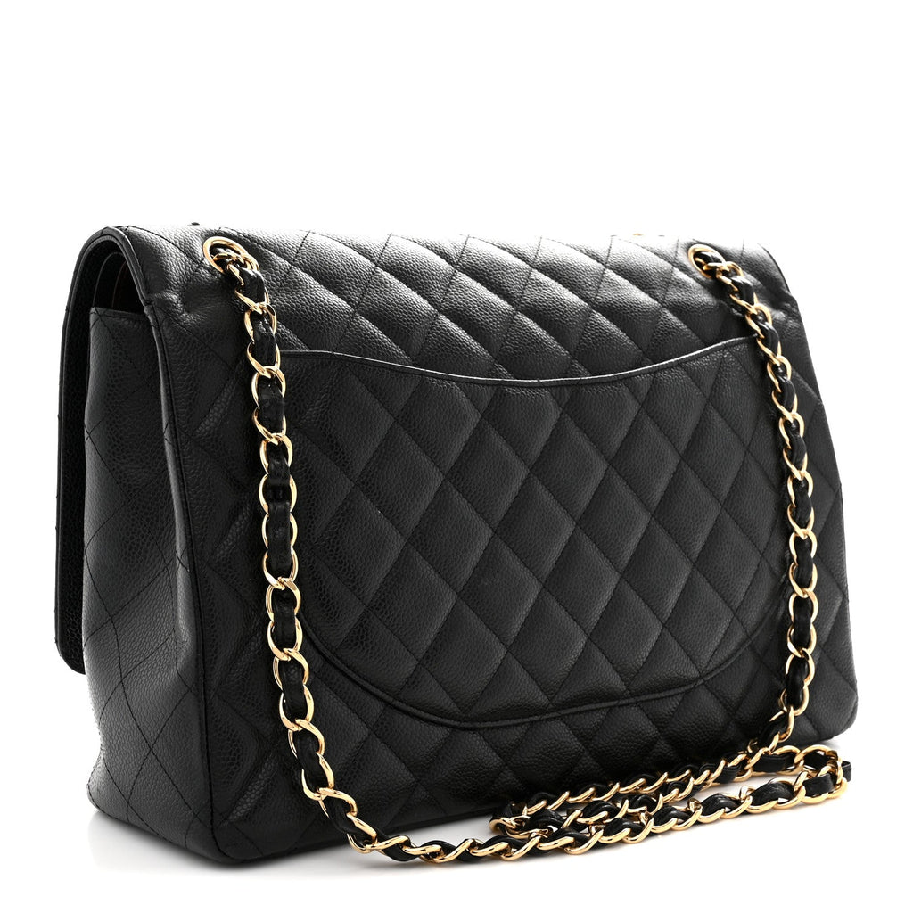 Caviar Quilted Maxi Double Flap Black