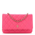 Caviar Quilted Wallet on Chain WOC Fuchsia