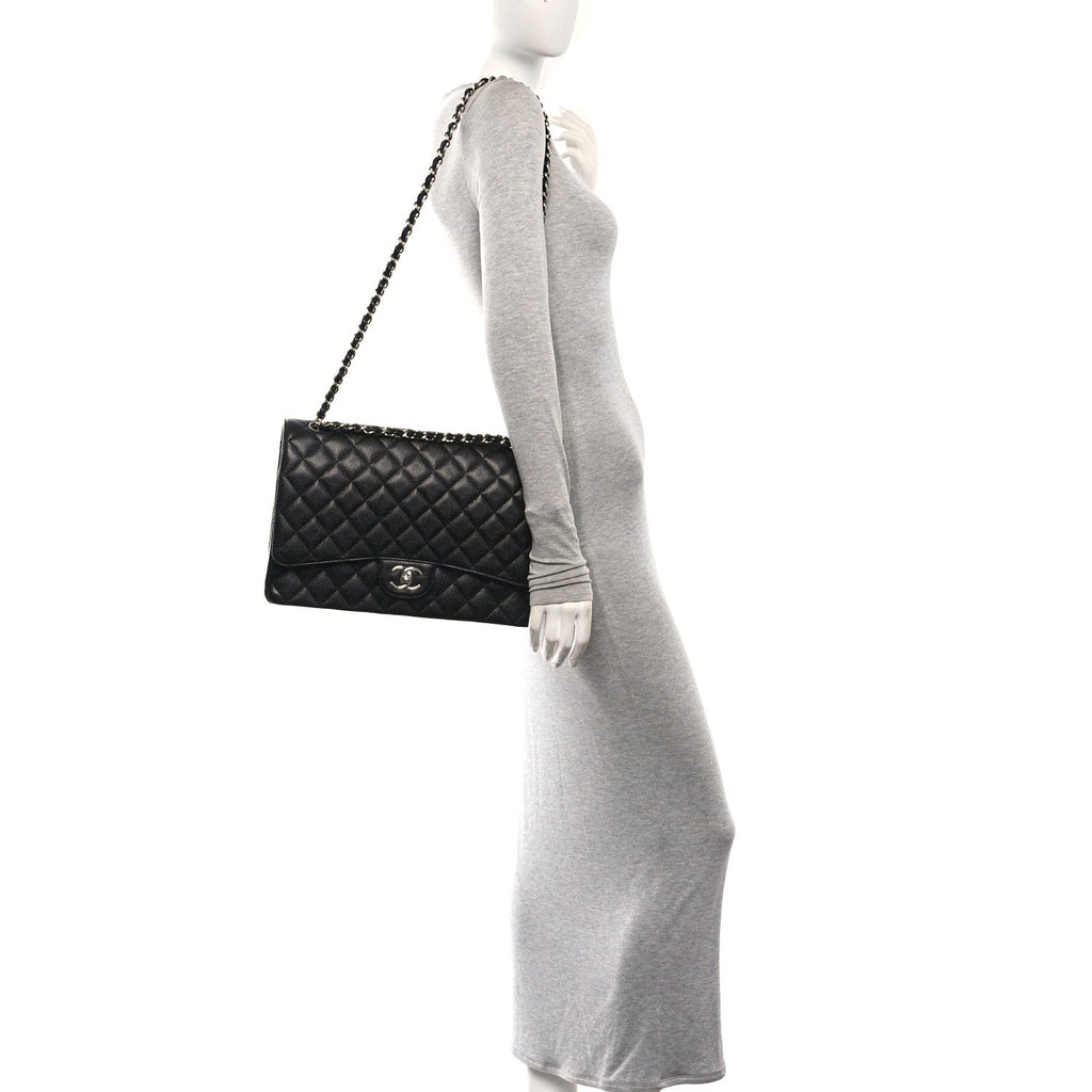 Caviar Quilted Maxi Double Flap Black