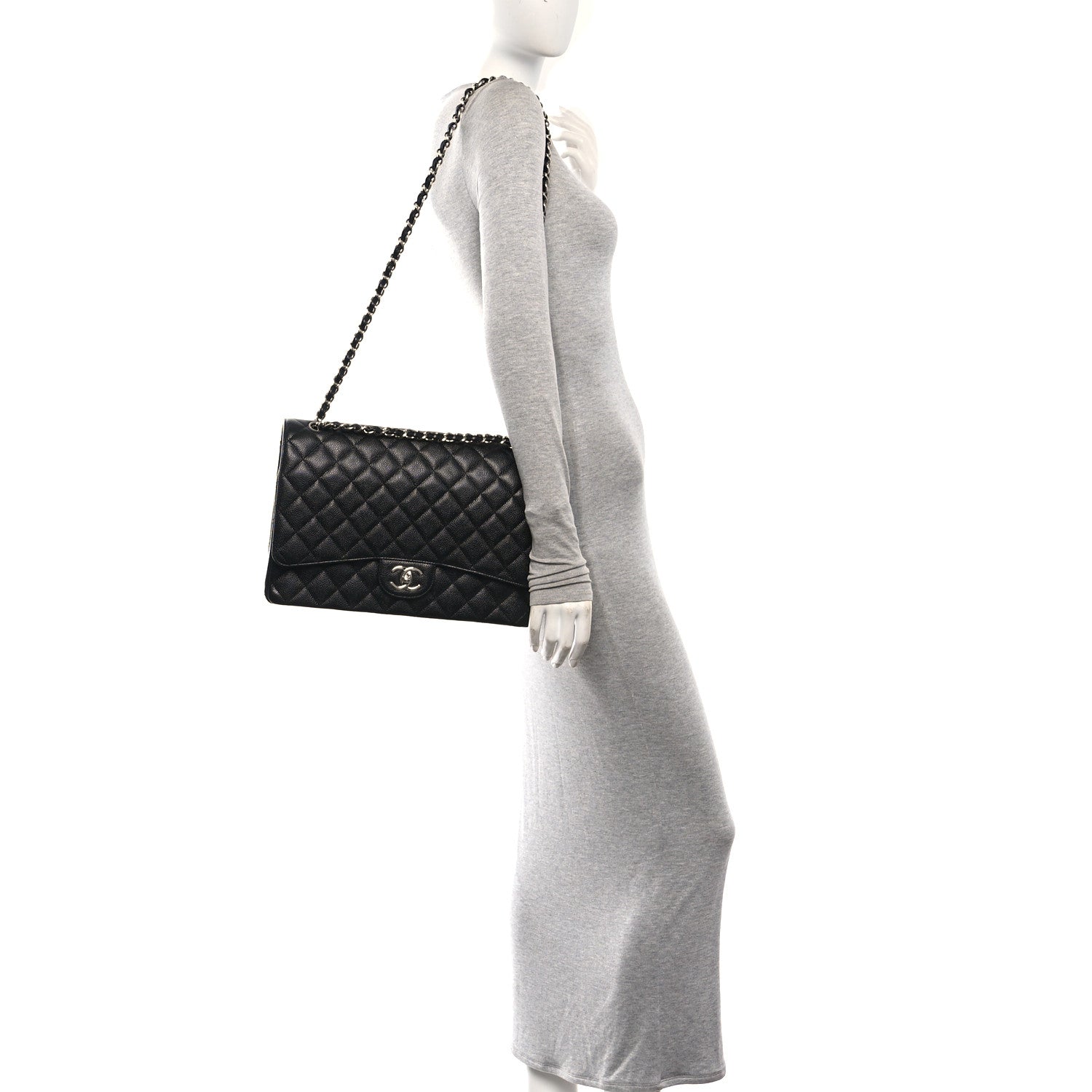 Caviar Quilted Maxi Double Flap Black