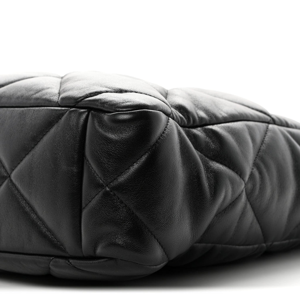 Lambskin Quilted Chanel 19 Shopping Bag Black