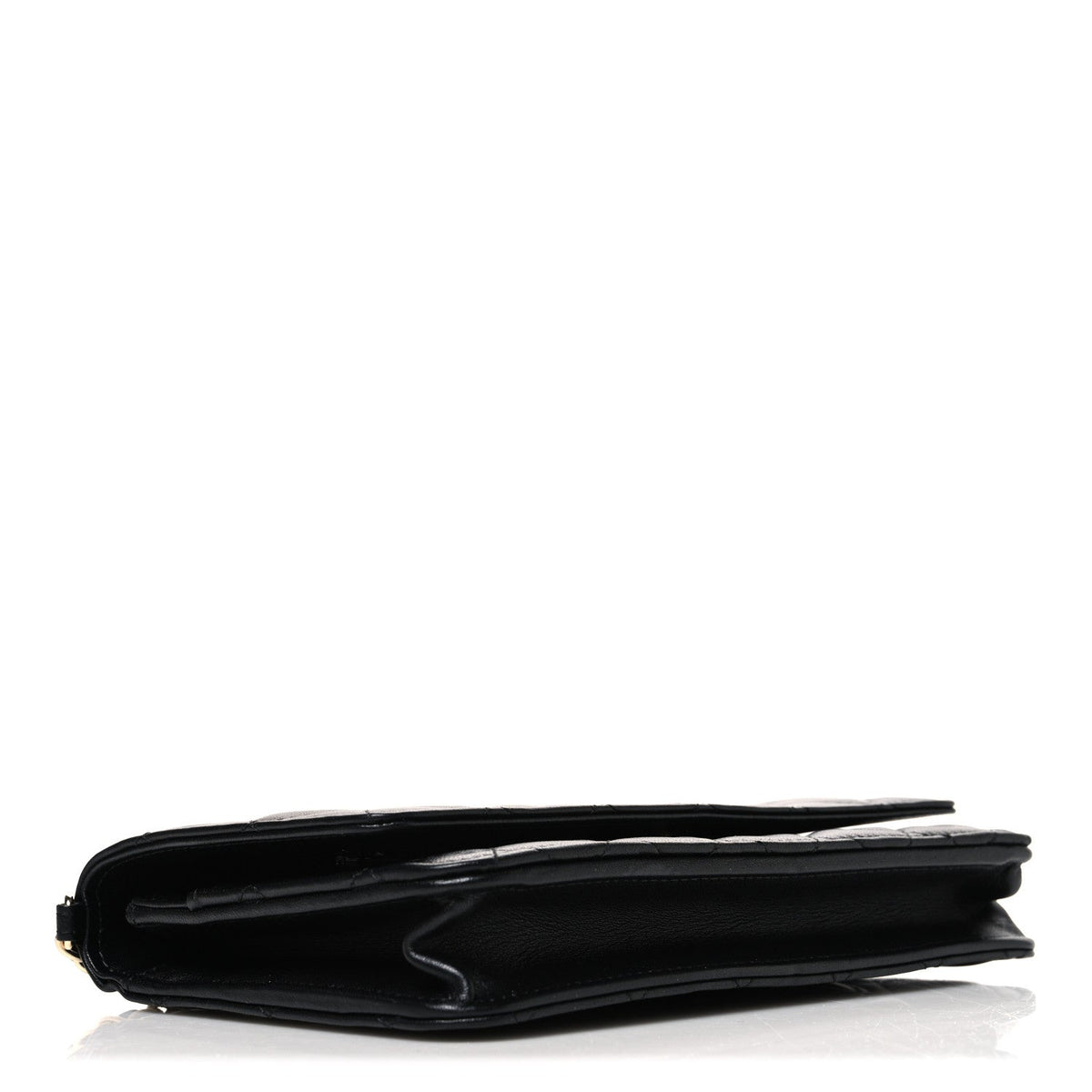 Lambskin Quilted Pearl Wallet On Chain WOC Black
