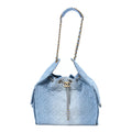 Washed Denim Quilted Medium Chanel 25 Handbag Blue