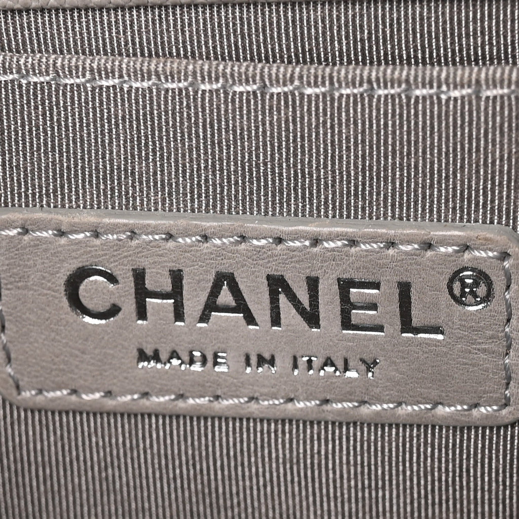 Caviar Quilted Small Boy Flap Grey