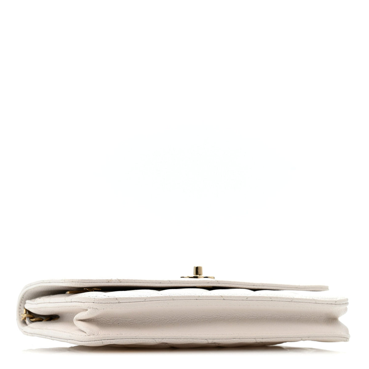Caviar Quilted CC Turnlock Wallet On Chain WOC White