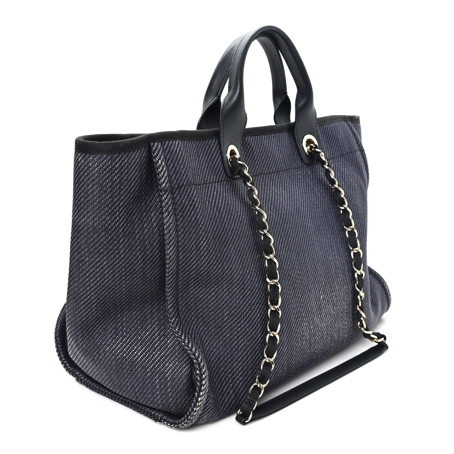 Mixed Fibers Calfskin Medium Deauville Tote Black