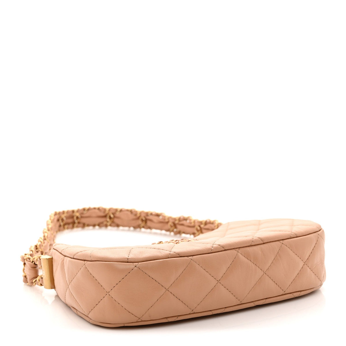 Aged Calfskin Quilted Small Chanel 19 Hobo  Beige
