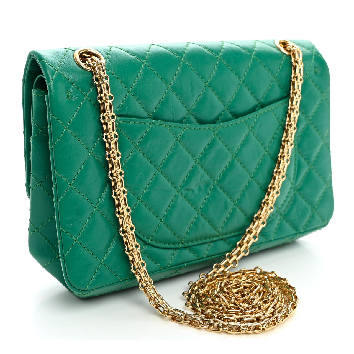 Aged Calfskin Quilted 2.55 Reissue 225 Flap Green