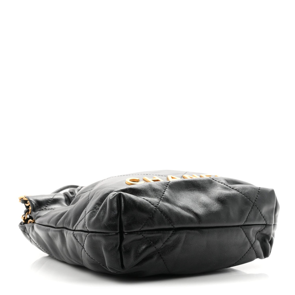 Shiny Calfskin Quilted Mini Chanel 22 Black