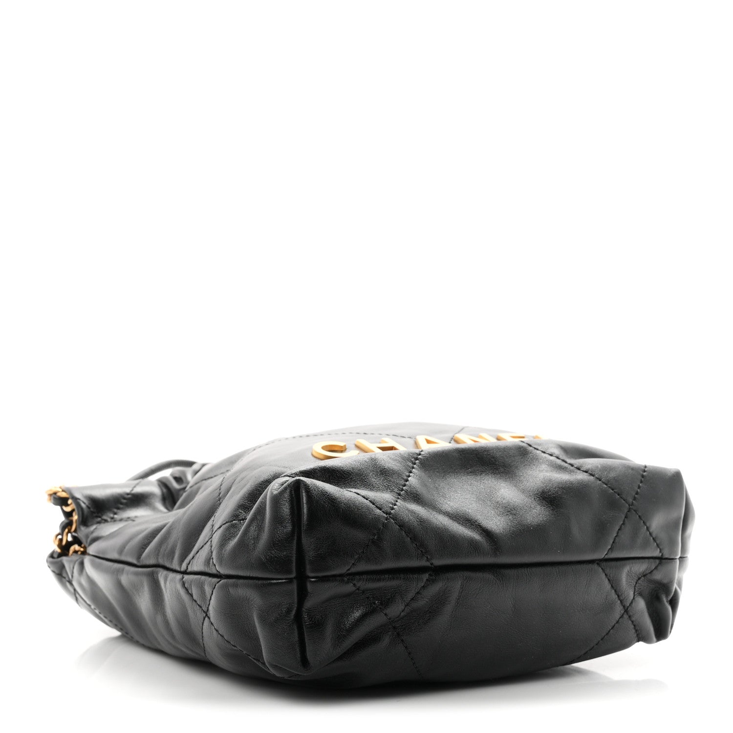 Shiny Calfskin Quilted Mini Chanel 22 Black