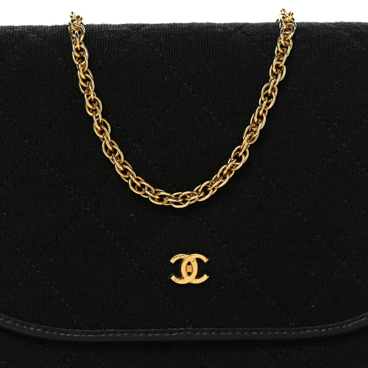 Jersey Quilted Mini Square Flap Black
