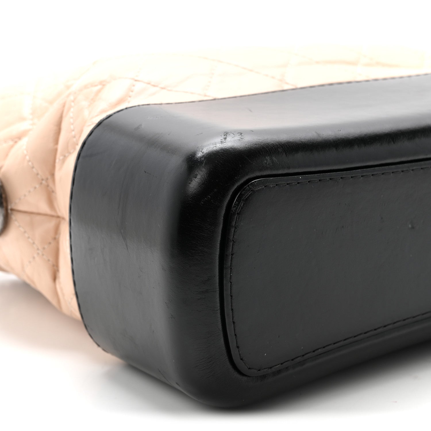 Aged Calfskin Quilted Medium Gabrielle Hobo Beige Black