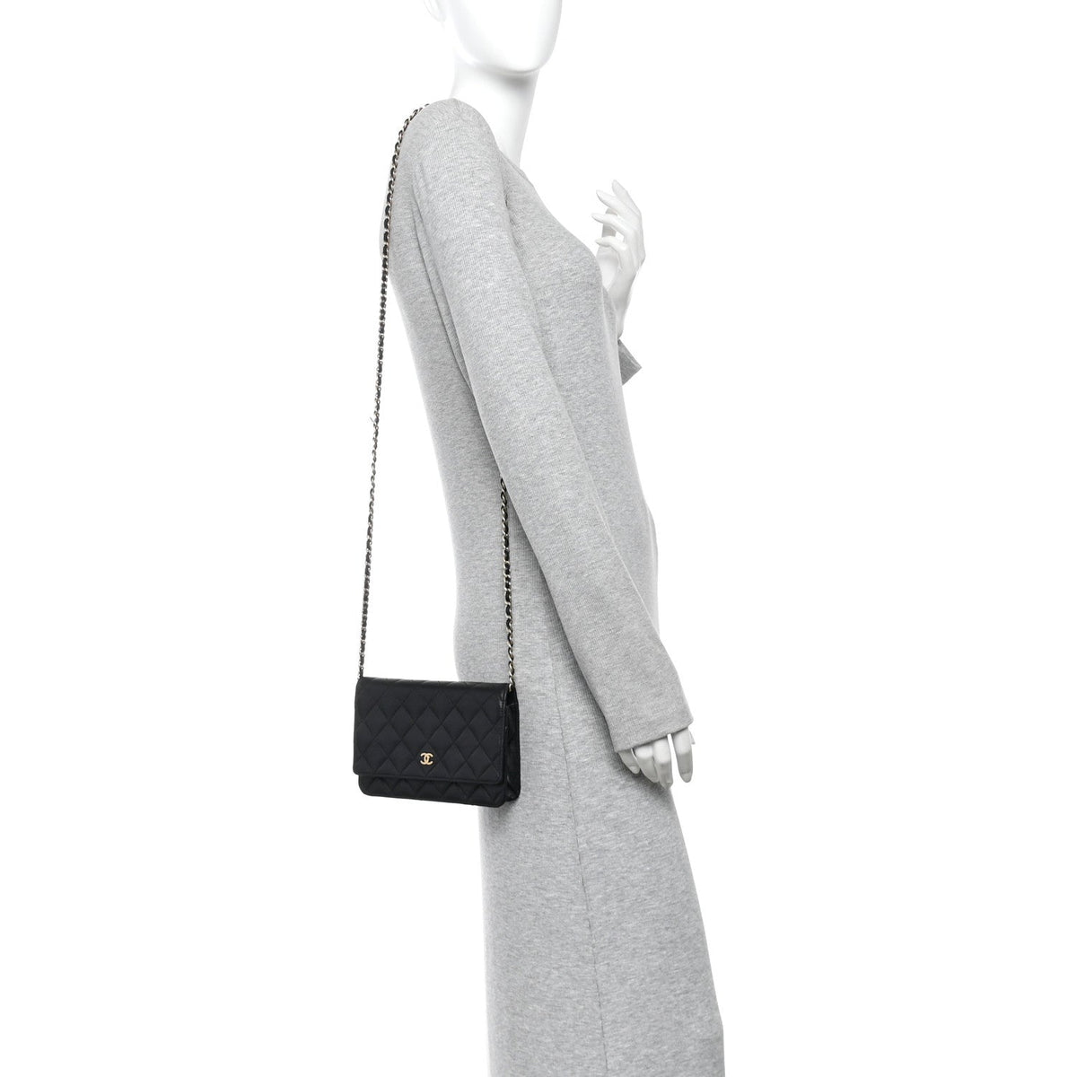 Lambskin Quilted Wallet On Chain WOC Black