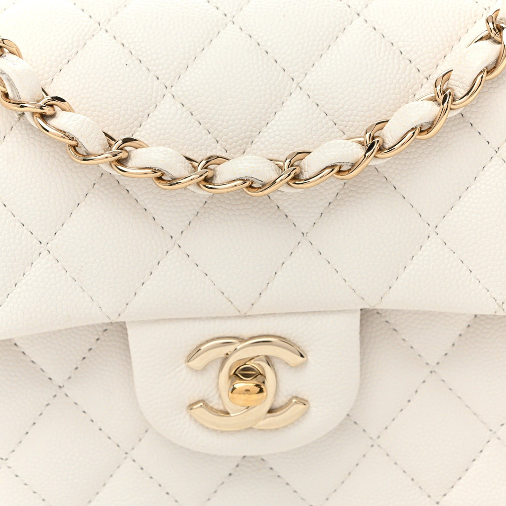 Caviar Quilted Small Double Flap White